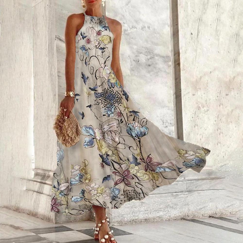 Angela - Sleeveless halterneck maxi dress