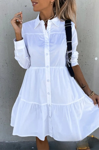 Evelyn Women's Casual Dresses with Fixed Buckle and Turn-Down Collar