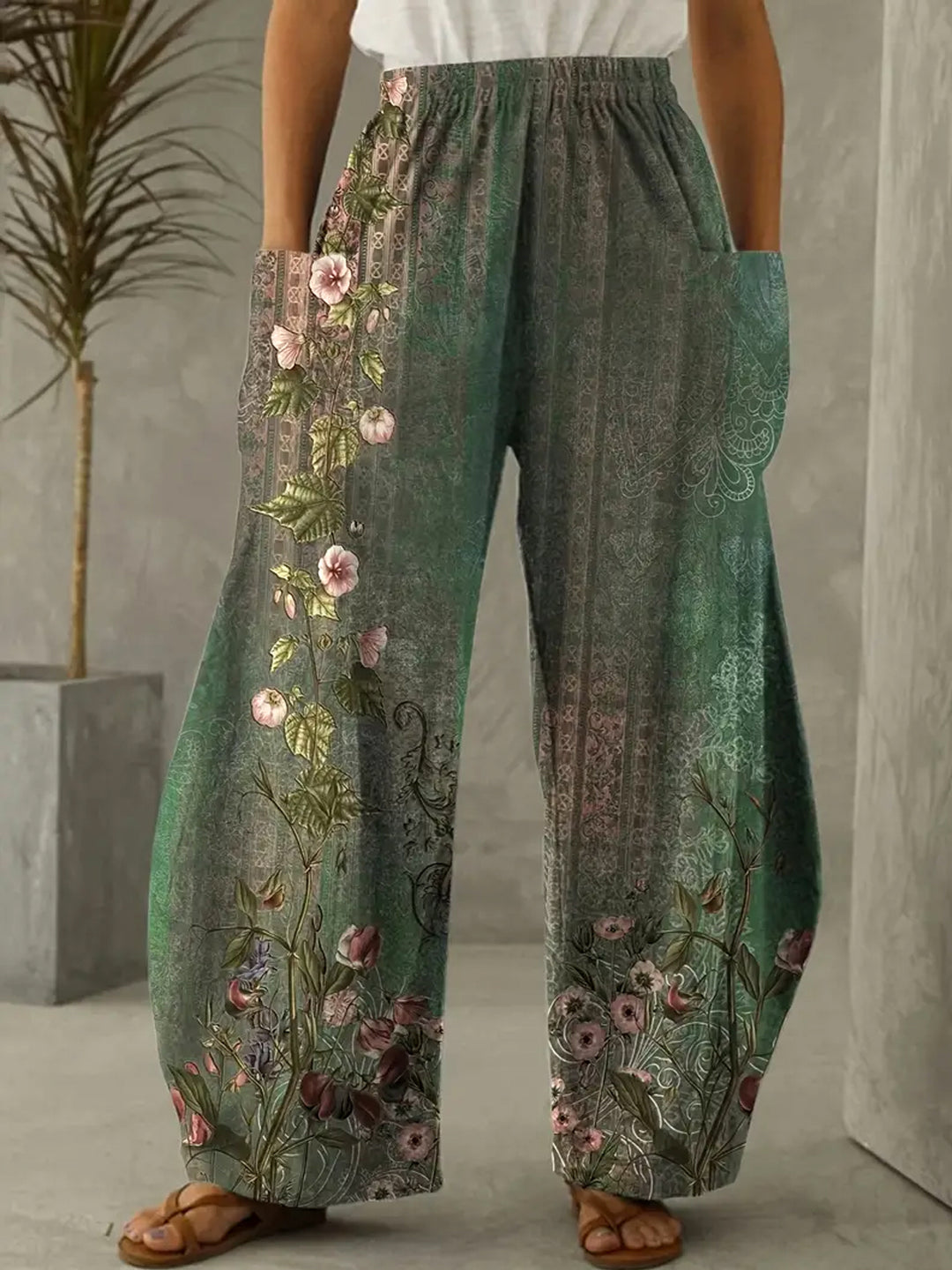 Wendy - Floral Print Casual Pants