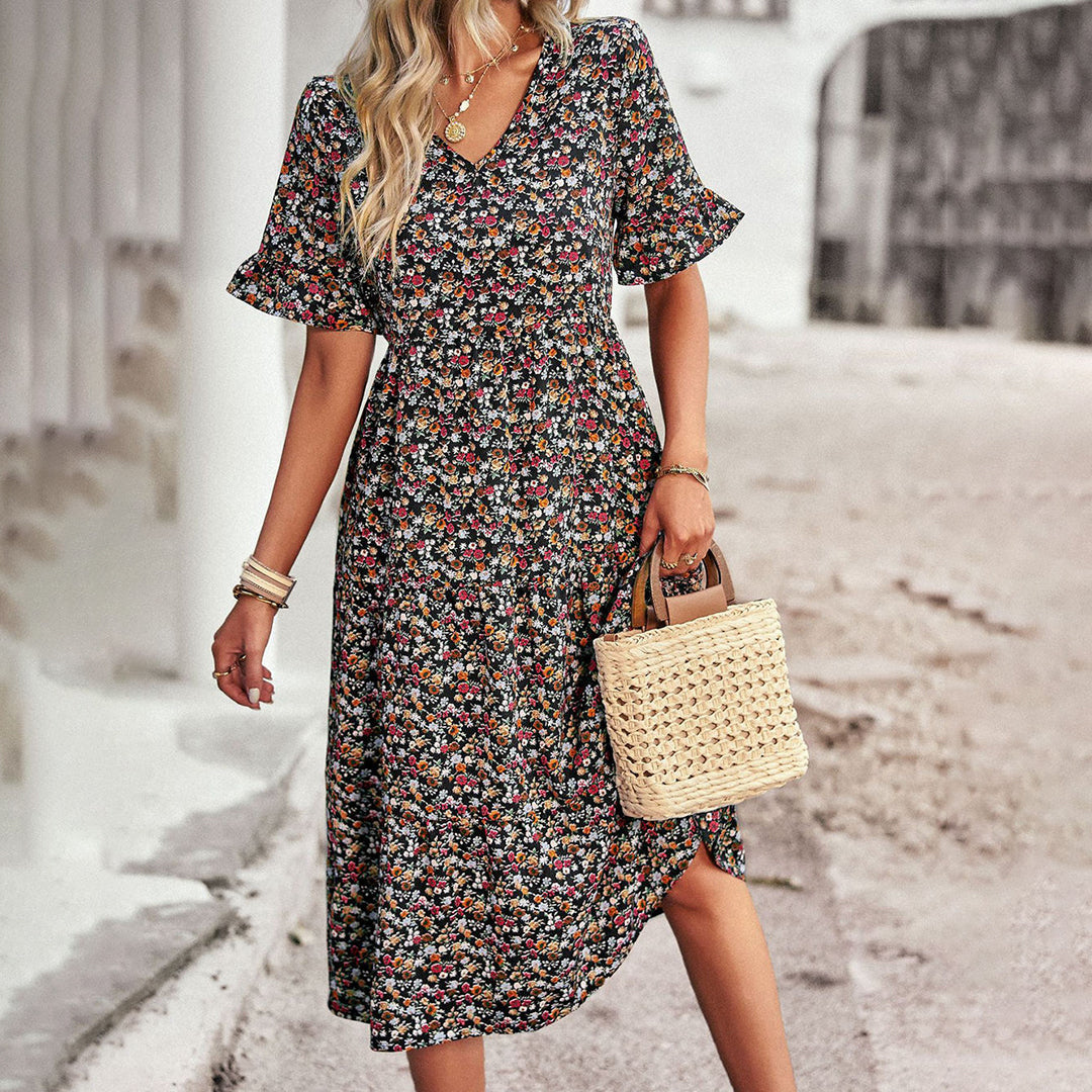 Elegant and Feminine Floral Midi Dress