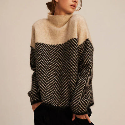 Elegant women's turtleneck sweater, warm and comfortable
