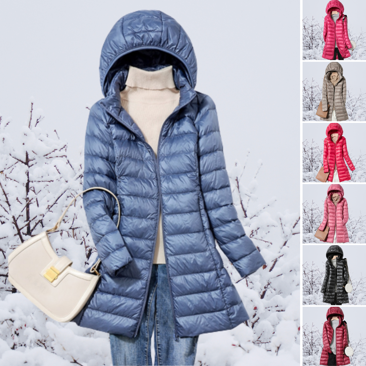 Slim-fitting hooded winter jacket for the cold