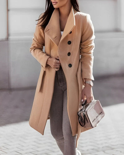 Elegant long coat with belt for stylish women