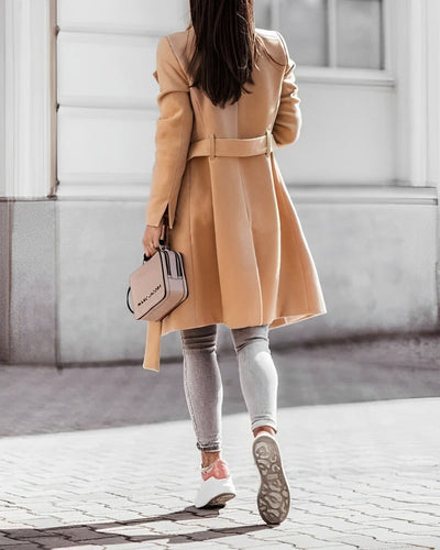 Elegant long coat with belt for stylish women
