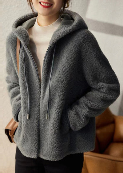 Gray Hooded Coat with Pockets – Ideal for Winter