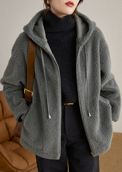 Gray Hooded Coat with Pockets – Ideal for Winter