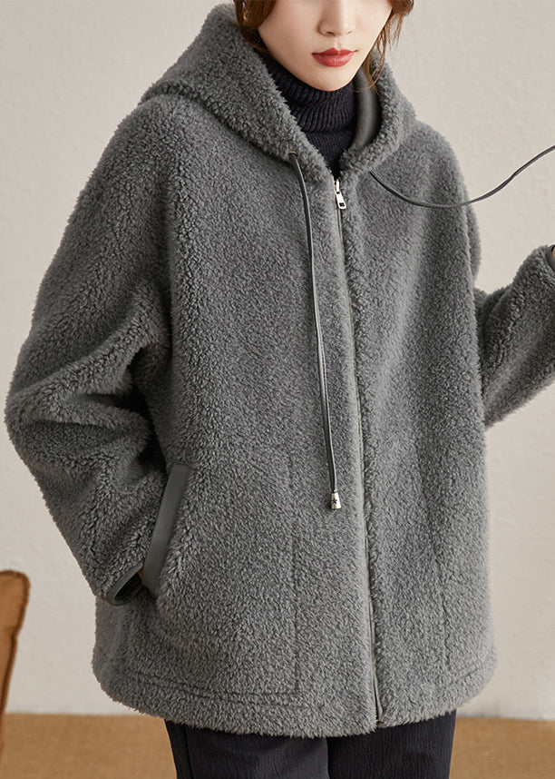 Gray Hooded Coat with Pockets – Ideal for Winter