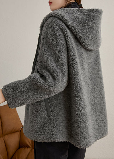 Gray Hooded Coat with Pockets – Ideal for Winter