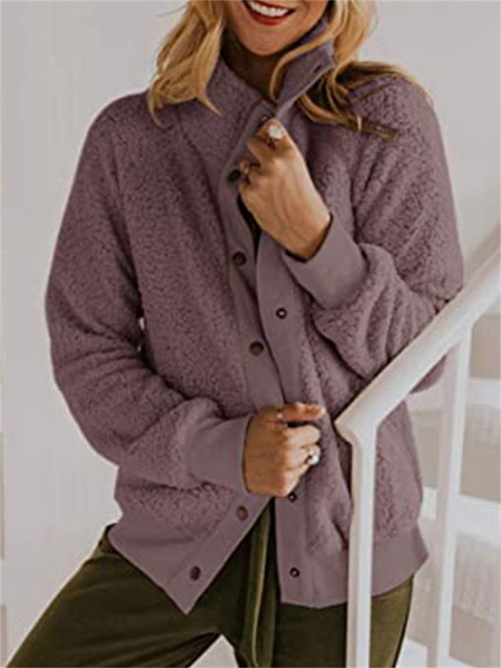 Warm and soft jacket without hood for greater comfort