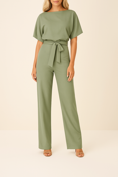 Elegant women's jumpsuit with belt and classic design for any occasion