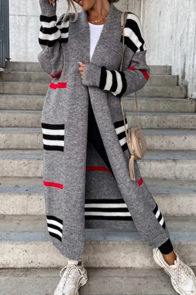 Greer - Open-cut contrast stripe cardigan