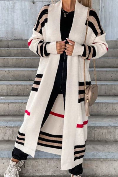 Greer - Open-cut contrast stripe cardigan