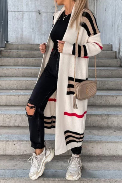 Greer - Open-cut contrast stripe cardigan