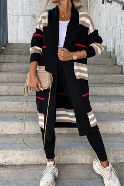Greer - Open-cut contrast stripe cardigan
