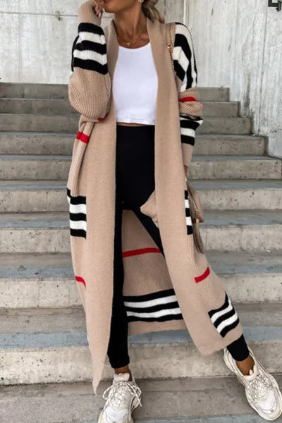 Greer - Open-cut contrast stripe cardigan