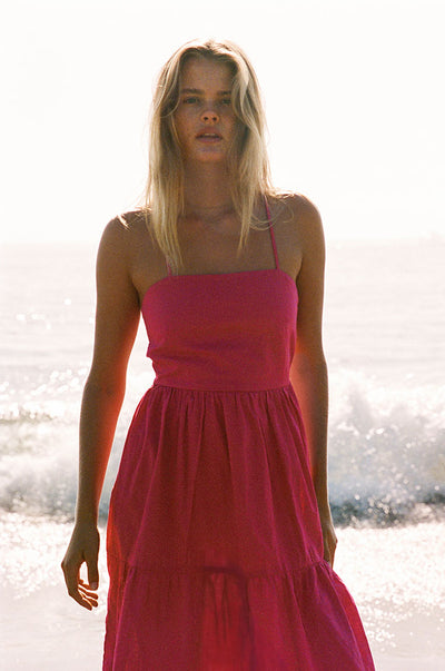 Lightweight summer midi dress with thin straps