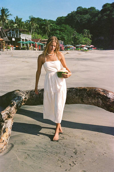 Lightweight summer midi dress with thin straps