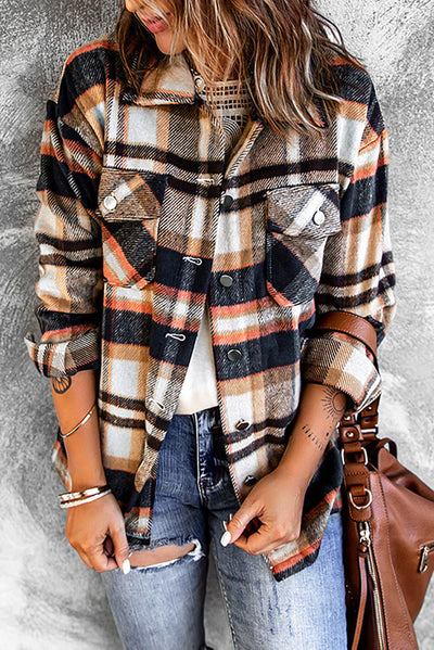 Cozy Plaid Jacket with Buttons and Pockets