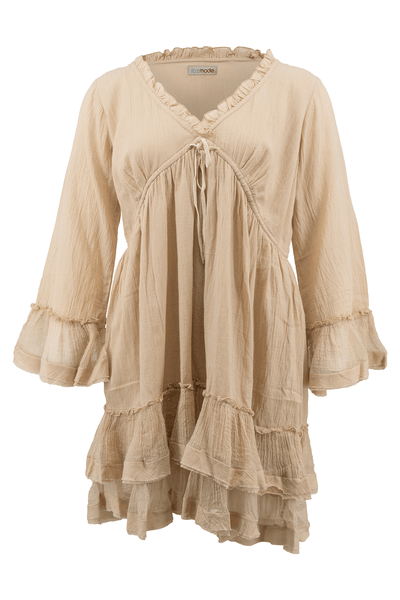 Elegant mini dress with ruffles and long sleeves