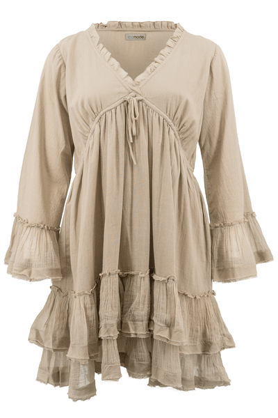 Elegant mini dress with ruffles and long sleeves