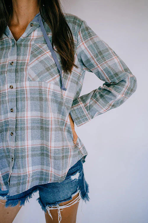 Checkered button-down shirt