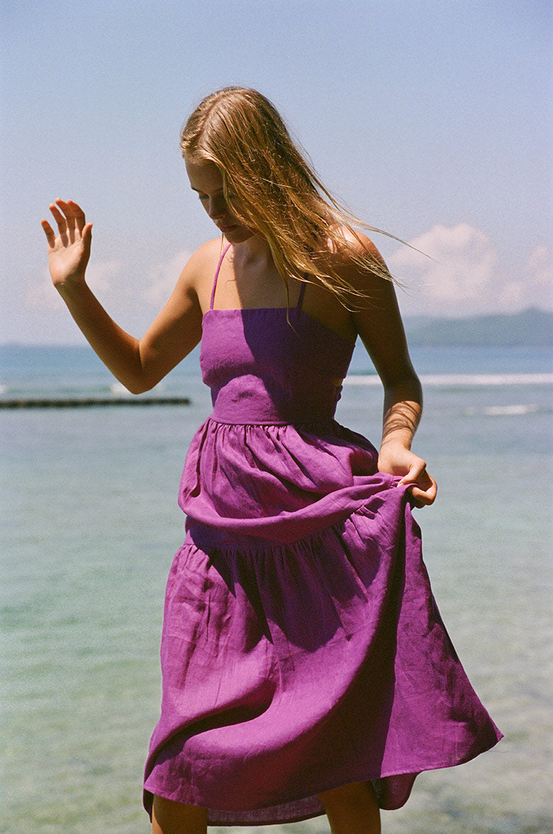 Lightweight summer midi dress with thin straps