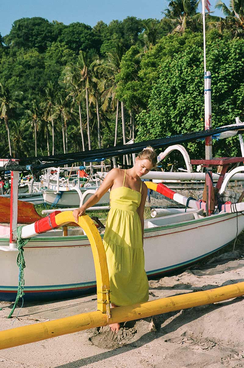 Lightweight summer midi dress with thin straps