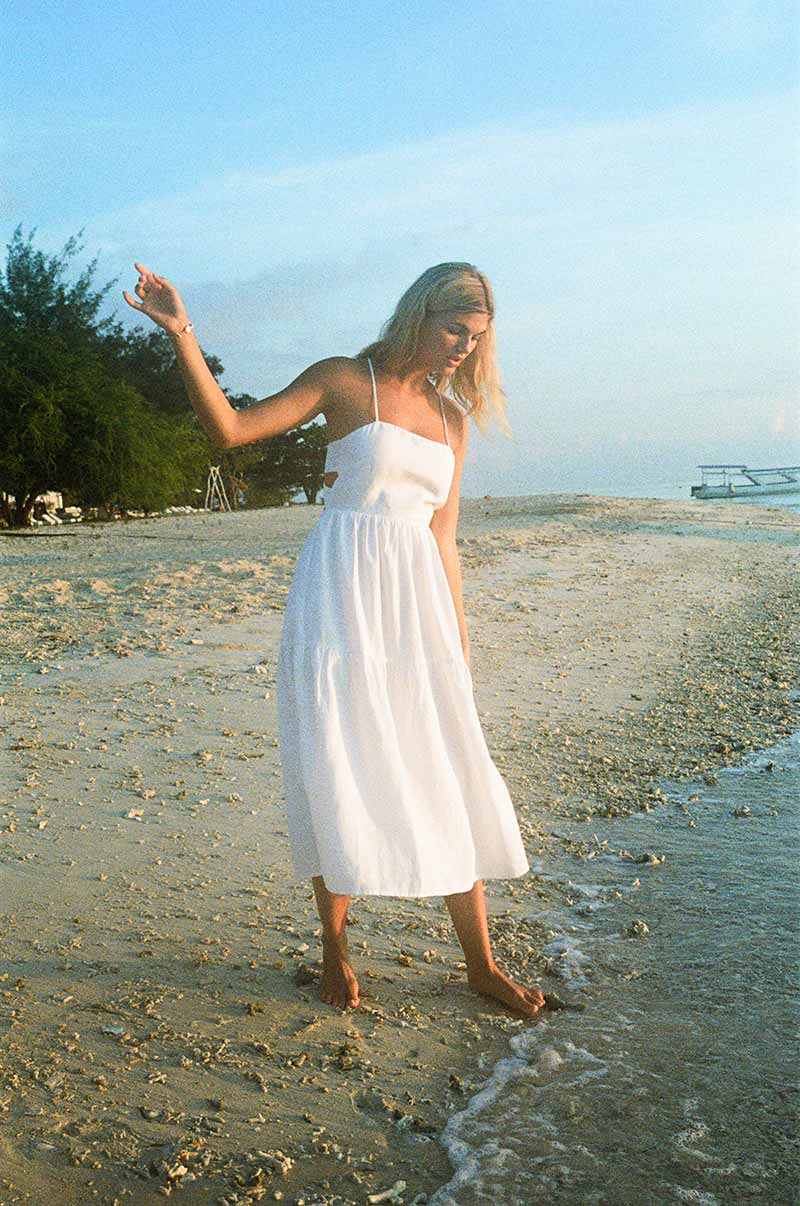 Lightweight summer midi dress with thin straps