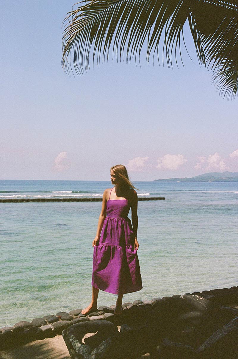 Lightweight summer midi dress with thin straps