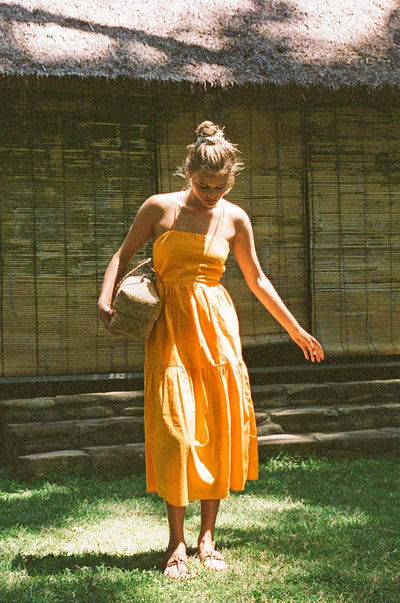 Lightweight summer midi dress with thin straps