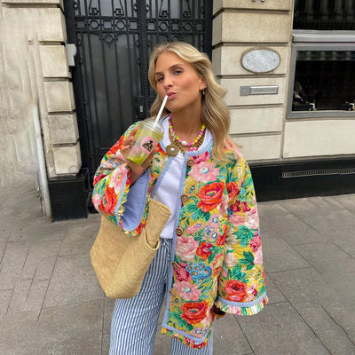 Elegant women's jacket with floral print