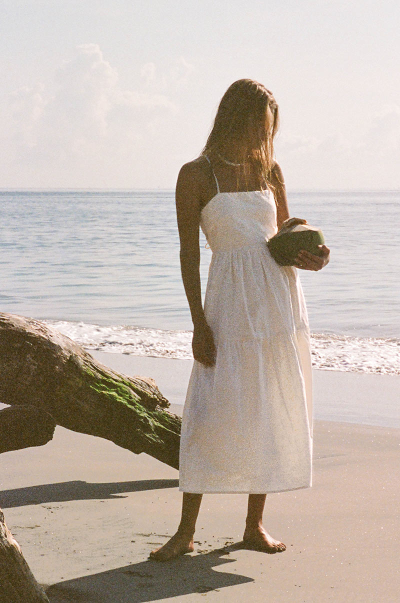 Lightweight summer midi dress with thin straps