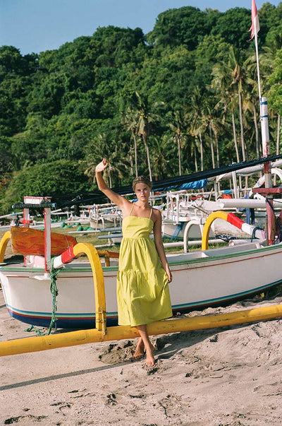 Lightweight summer midi dress with thin straps