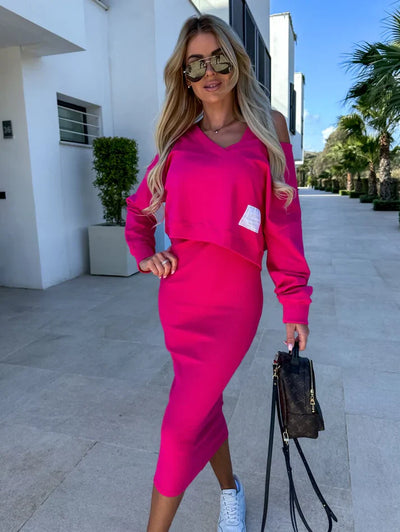 Andrea - Sweatshirt and dress-style skirt set