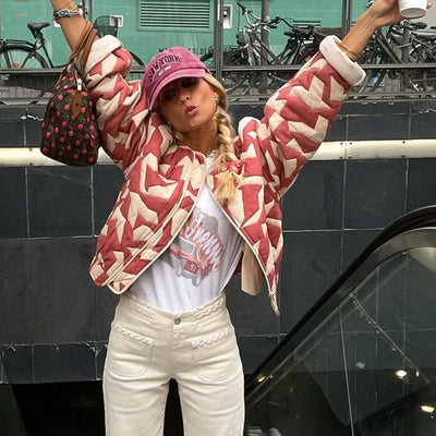Elegant women's jacket with floral print