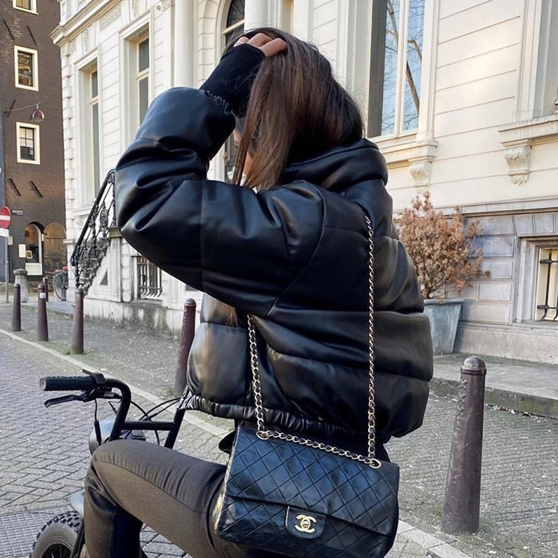 Women's short bomber jacket with modern design