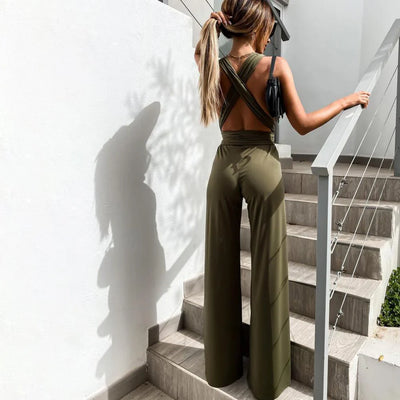 Victoria - Summer jumpsuit with wide-legged trousers