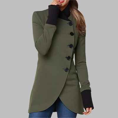 Women's Long Coat with Elegant Button Design