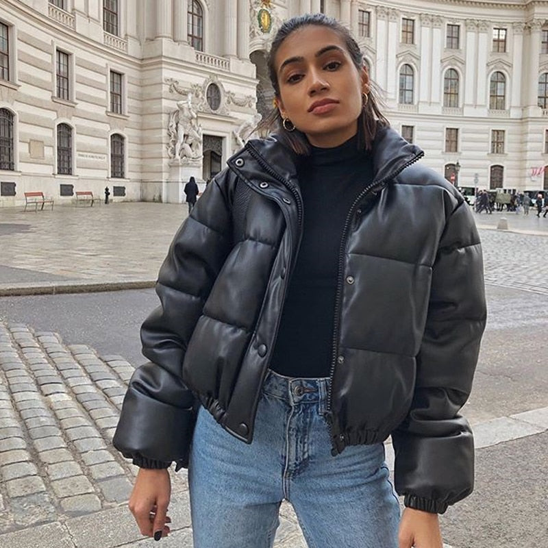 Women's short bomber jacket with modern design