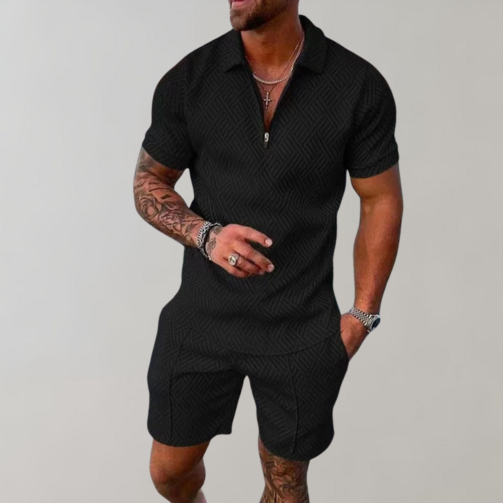 Men's summer set with polo shirt and shorts