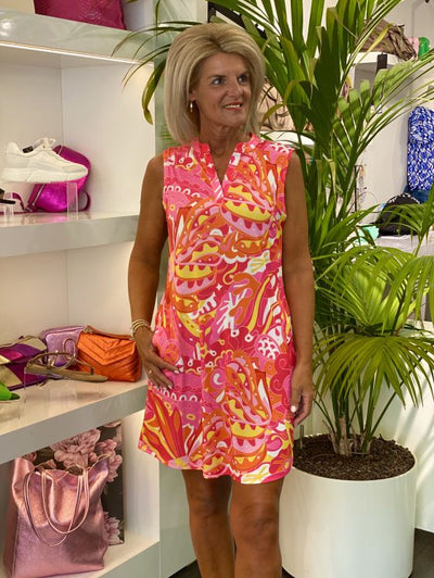 Anna - Sleeveless V-neck printed dress