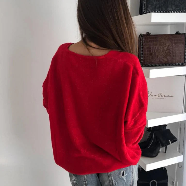 Soft women's V-neck sweater with long sleeves: elegance and comfort