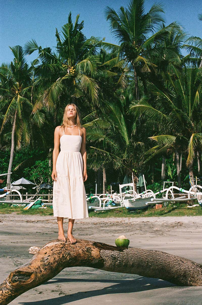 Lightweight summer midi dress with thin straps