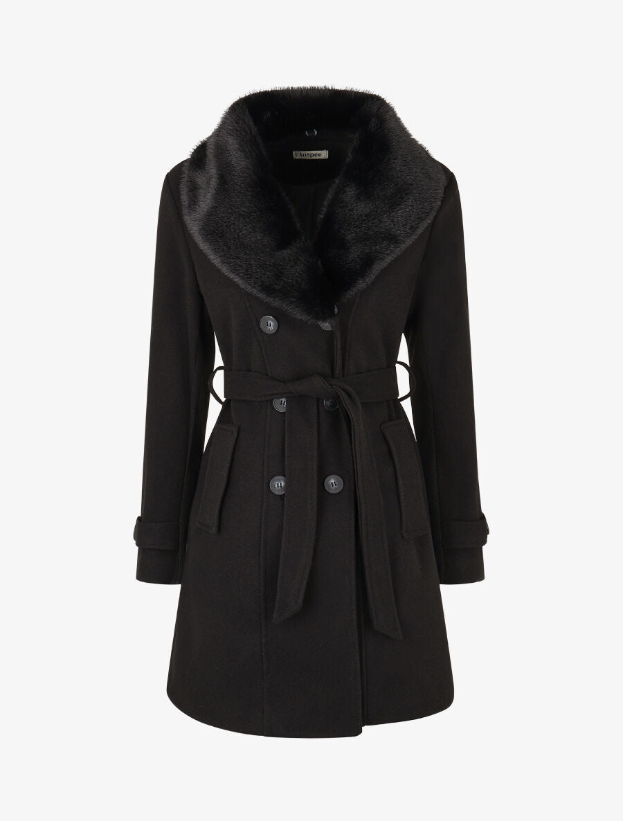 Women's monochrome coat with elegant collar