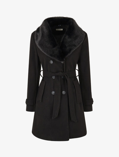 Women's monochrome coat with elegant collar