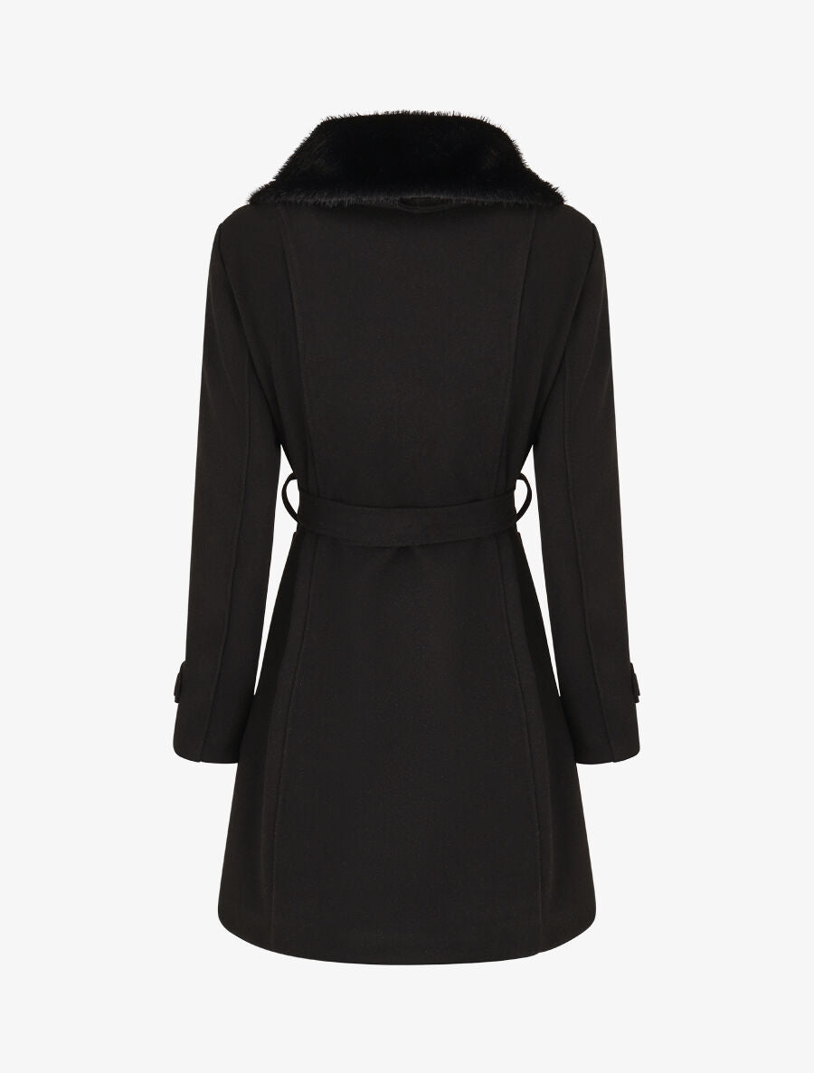 Women's monochrome coat with elegant collar