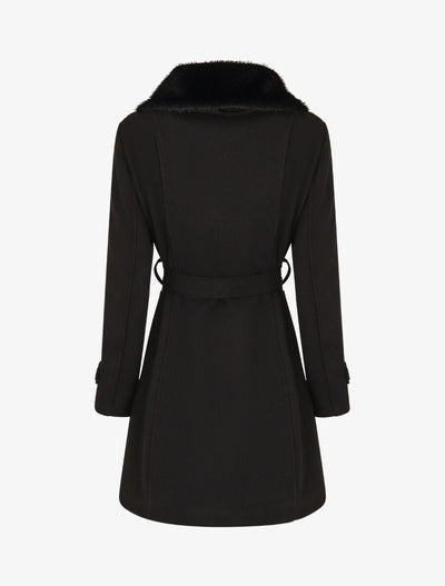 Women's monochrome coat with elegant collar