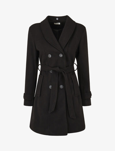 Women's monochrome coat with elegant collar