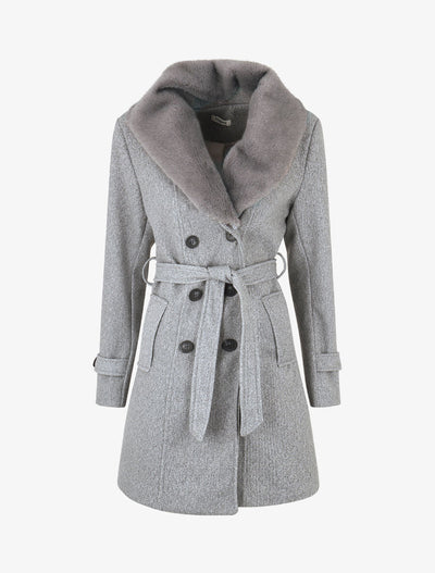 Women's monochrome coat with elegant collar