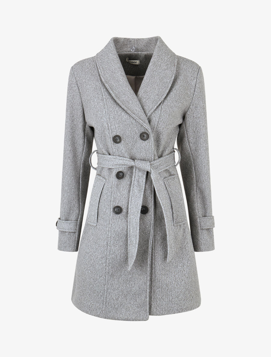 Women's monochrome coat with elegant collar